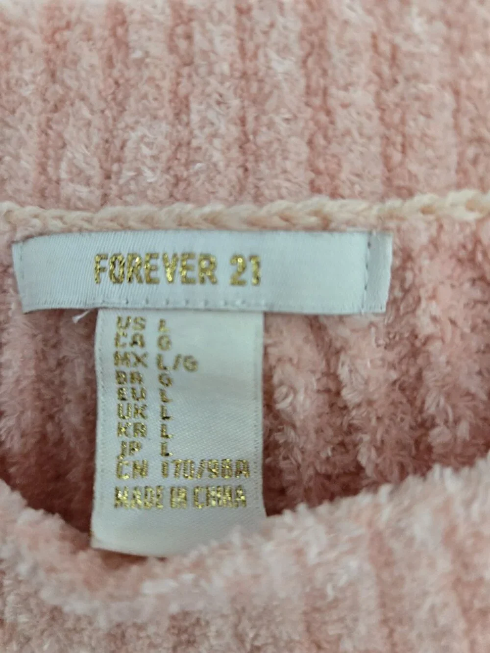 Forever 21 Juniors Size L Peach Ribbed Cropped Sweater Long Sleeve-CottageCore